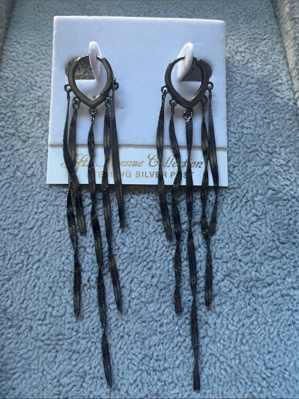 Dangling Black Metal Fringe Earrings